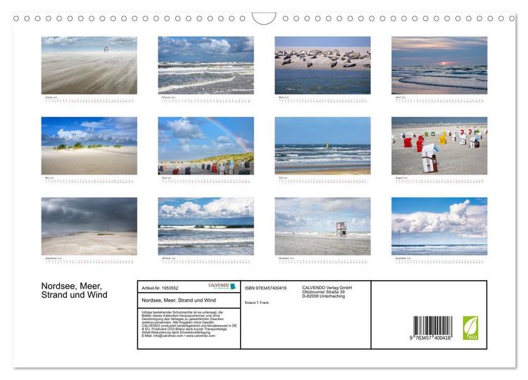 Produktbild: Nordsee, Meer, Strand und Wind (Wandkalender 2026 DIN A3 quer), CALVENDO Monatskalender