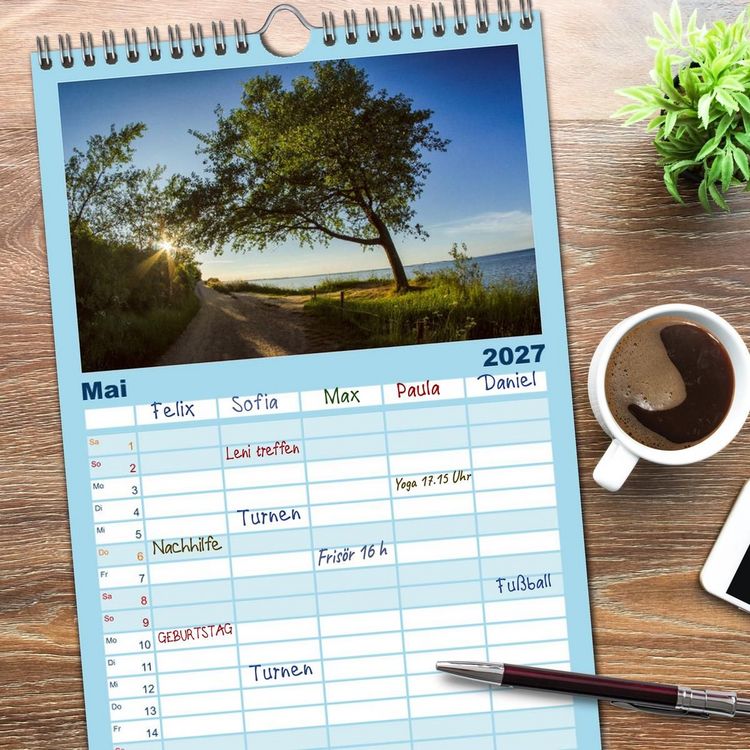 Produktbild: Familienplaner 2027 - Meer-Landschaft - 12 Monate Schleswig Holstein mit 5 Spalten (Wandkalender, 21 x 45 cm) CALVENDO