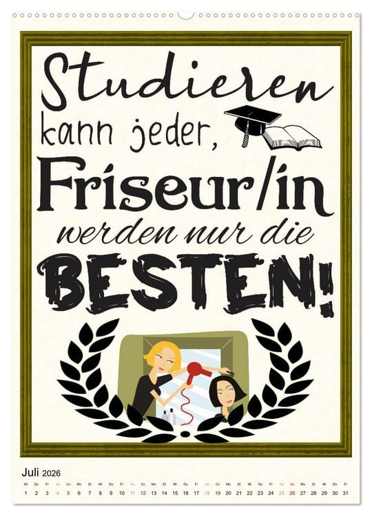 Produktbild: Friseur-Spr&uuml;che (hochwertiger Premium Wandkalender 2026 DIN A2 hoch), Kunstdruck in Hochglanz