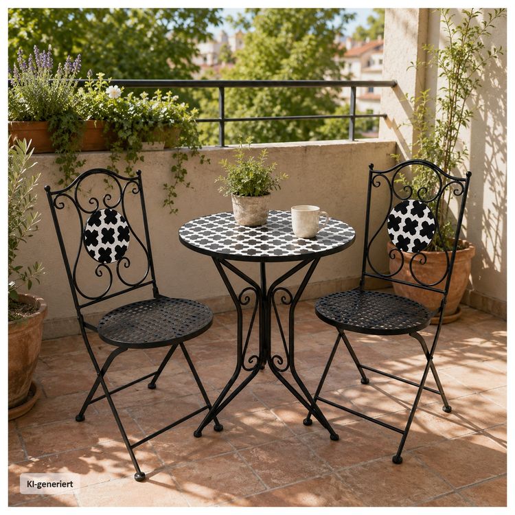 Produktbild: HTI-Living Gartentisch Metall Black and White Gartentisch Metall Black and White
