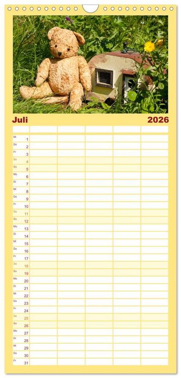 Produktbild: Familienplaner 2026 - Kunterbunte B&auml;renwelt - Teddys mit 5 Spalten (Wandkalender, 21 x 45 cm) CALVENDO