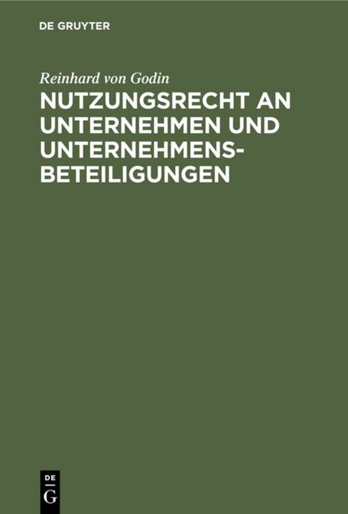 Produktbild: Nutzungsrecht an Unternehmen und Unternehmensbeteiligungen