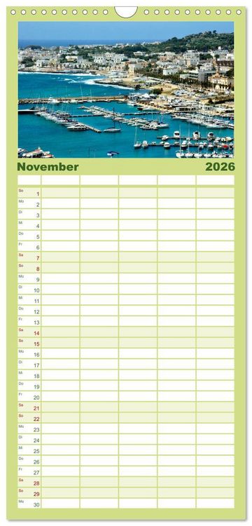 Produktbild: Familienplaner 2026 - Der K&uuml;ste entlang im Salento mit 5 Spalten (Wandkalender, 21 x 45 cm) CALVENDO