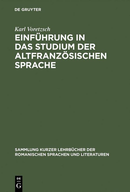 Produktbild: Einf&uuml;hrung in das Studium der altfranz&ouml;sischen Sprache