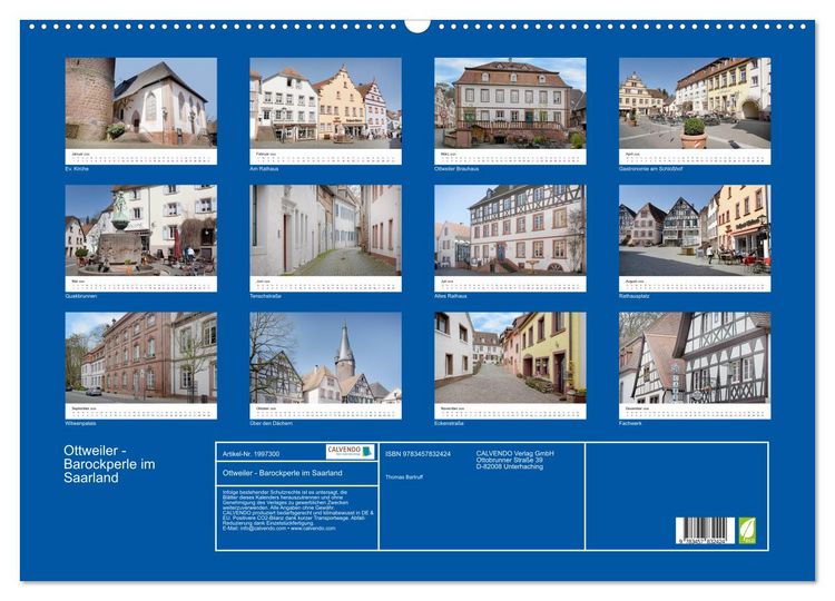 Produktbild: Ottweiler - Barockperle im Saarland (Wandkalender 2026 DIN A2 quer), CALVENDO Monatskalender