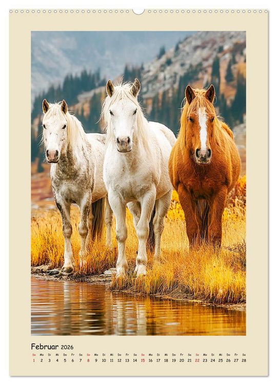Produktbild: Amerikanische Mustangs. Symbole f&uuml;r Freiheit und Pioniergeis (Wandkalender 2026 DIN A2 hoch), CALVENDO Monatskalender