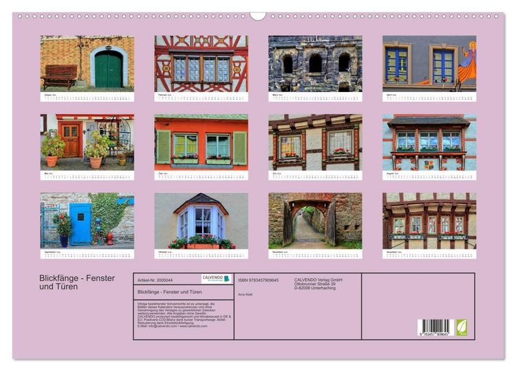Produktbild: Blickf&auml;nge - Fenster und T&uuml;ren (Wandkalender 2026 DIN A2 quer), CALVENDO Monatskalender