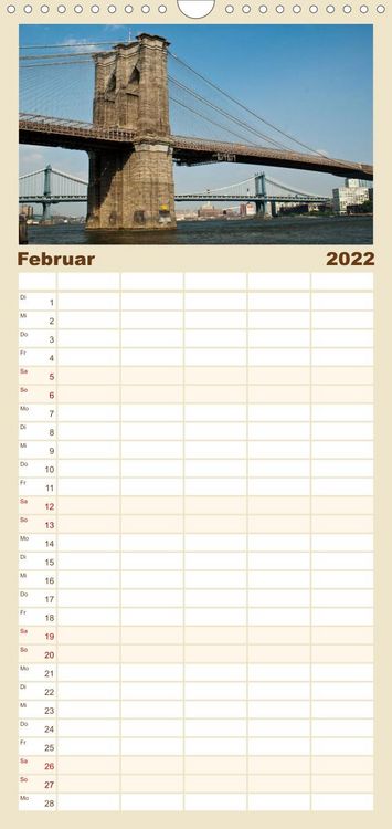 Produktbild: Familienplaner Ansichten einer Stadt: New York (Wandkalender 2022 , 21 cm x 45 cm, hoch)