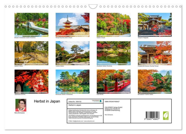 Produktbild: Herbst in Japan (Wandkalender 2026 DIN A3 quer), CALVENDO Monatskalender