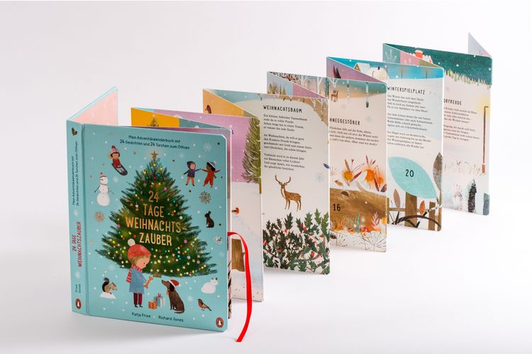 Produktbild: 24 Tage Weihnachtszauber - Mein Adventskalenderbuch mit 24 Gedichten und 24 T&uuml;rchen zum &Ouml;ffnen