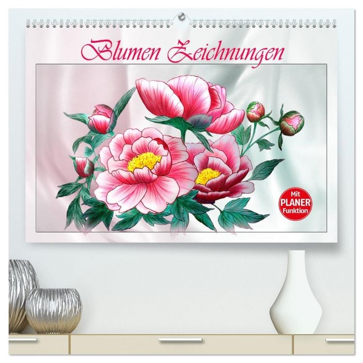 Produktbild: Blumen-Zeichnungen (hochwertiger Premium Wandkalender 2026 DIN A2 quer), Kunstdruck in Hochglanz