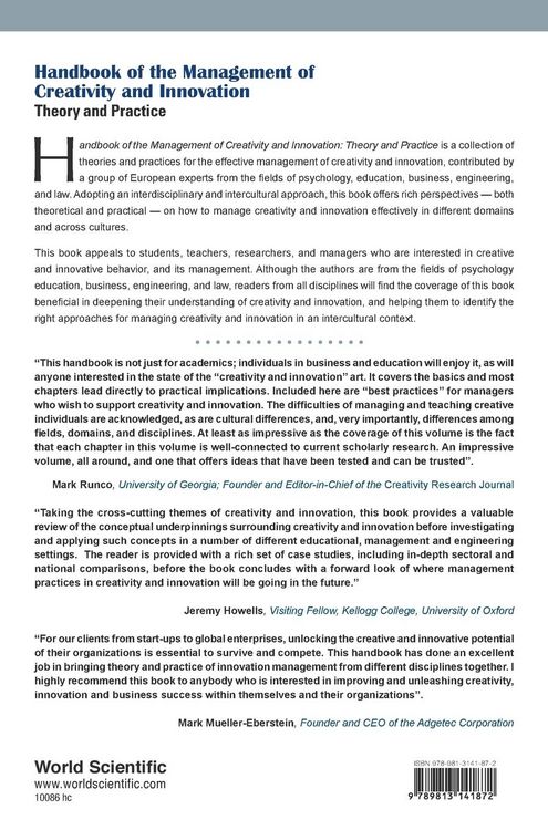 Produktbild: HANDBOOK OF THE MANAGEMENT OF CREATIVITY AND INNOVATION