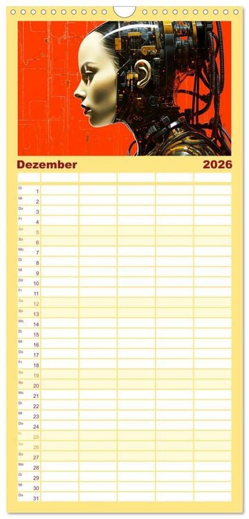 Produktbild: Familienplaner 2026 - Roboter Portraits. Zukunft und Visionen mit 5 Spalten (Wandkalender, 21 x 45 cm) CALVENDO