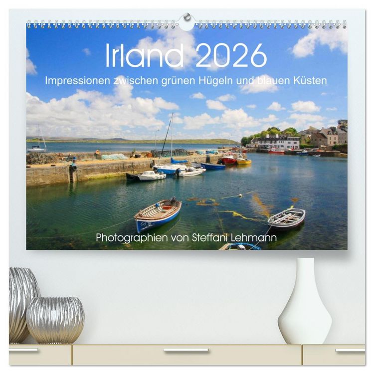 Produktbild: Irland 2026. Impressionen zwischen gr&uuml;nen H&uuml;geln und blauen K&uuml;sten (hochwertiger Premium Wandkalender 2026 DIN A2 quer), Kunstdruck in Hochglanz
