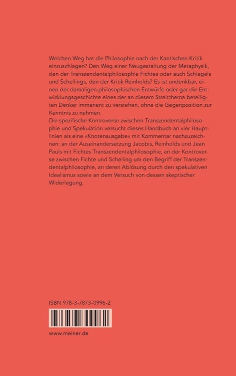 Produktbild: Transzendentalphilosophie und Spekulation