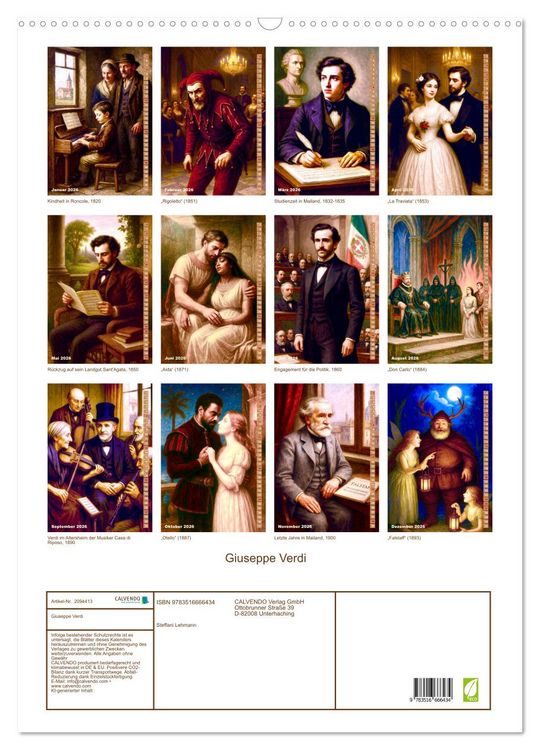 Produktbild: Giuseppe Verdi (Wandkalender 2026 DIN A2 hoch), CALVENDO Monatskalender