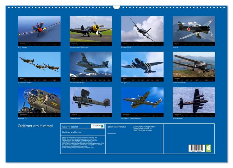 Produktbild: Oldtimer am Himmel (Wandkalender 2026 DIN A2 quer), CALVENDO Monatskalender