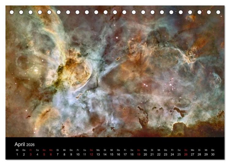 Produktbild: Der Weltraum. Spektakul&auml;re Gasnebel und Galaxien (Tischkalender 2026 DIN A5 quer), CALVENDO Monatskalender