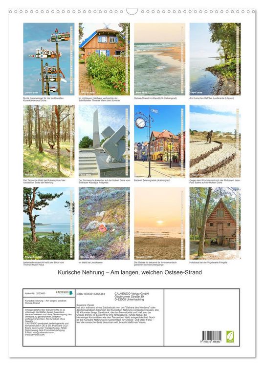 Produktbild: Kurische Nehrung &ndash; Am langen, weichen Ostsee-Strand (Wandkalender 2026 DIN A2 hoch), CALVENDO Monatskalender