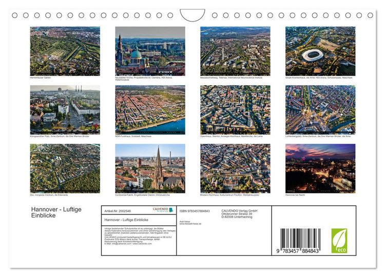 Produktbild: Hannover - Luftige Einblicke (Wandkalender 2026 DIN A4 quer), CALVENDO Monatskalender