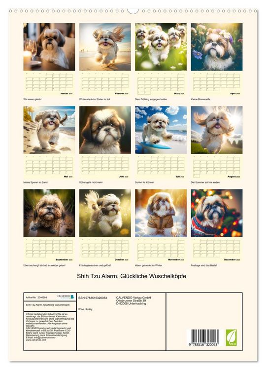 Produktbild: Shih Tzu Alarm. Gl&uuml;ckliche Wuschelk&ouml;pfe (hochwertiger Premium Wandkalender 2026 DIN A2 hoch), Kunstdruck in Hochglanz