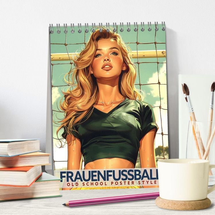 Produktbild: Frauenfu&szlig;ball - Old School Poster Style (Tischkalender 2026 DIN A5 hoch), CALVENDO Monatskalender