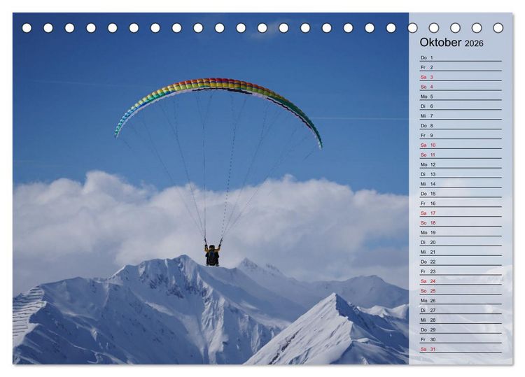 Produktbild: Gleitschirmfliegen in den Tuxer Alpen (Tischkalender 2026 DIN A5 quer), CALVENDO Monatskalender