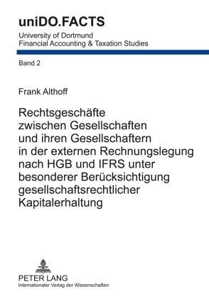 Produktbild: Rechtsgesch&auml;fte zwischen Gesellschaften und ihren Gesellschaftern in der externen Rechnungslegung nach HGB und IFRS unter besonderer Ber&uuml;cksichtigung