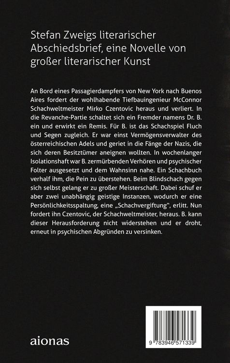 Produktbild: Schachnovelle. Stefan Zweig