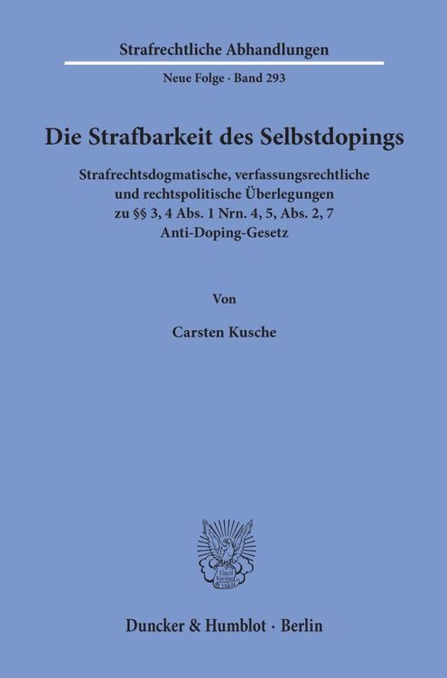 Produktbild: Die Strafbarkeit des Selbstdopings.
