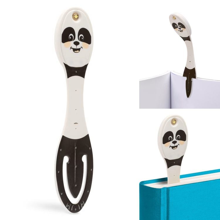 Produktbild: Flexilight Leselicht (Panda) - schwarz - 2 in 1 Leselampe & Lesezeichen - LED Leselicht - Geschenk f&uuml;r Leser, Buchliebhaber - Deutsche Ausgabe