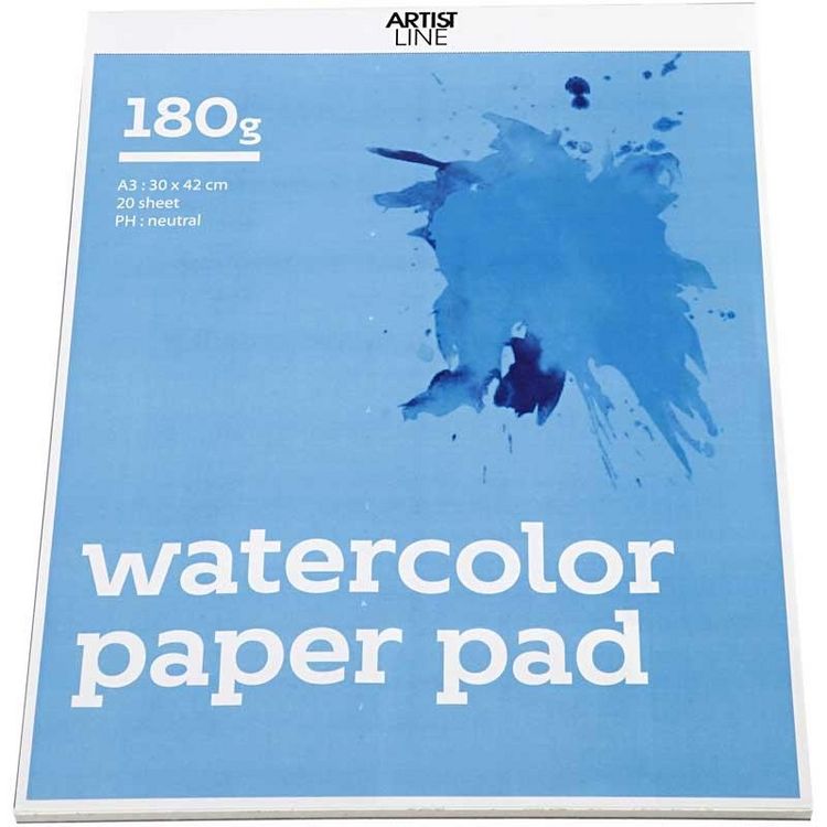 Produktbild: Creativ Company Aquarellblock, A3, 297x420 mm, 180 g, Wei&szlig;, 20 Blatt