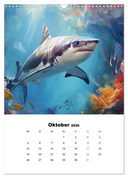 Produktbild: Tanz der Haie. Aquarelle von den K&ouml;nigen der Meere (Wandkalender 2026 DIN A3 hoch), CALVENDO Monatskalender