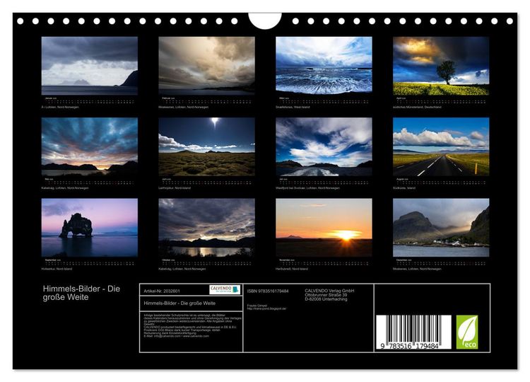 Produktbild: Himmels-Bilder - Die gro&szlig;e Weite (Wandkalender 2026 DIN A4 quer), CALVENDO Monatskalender