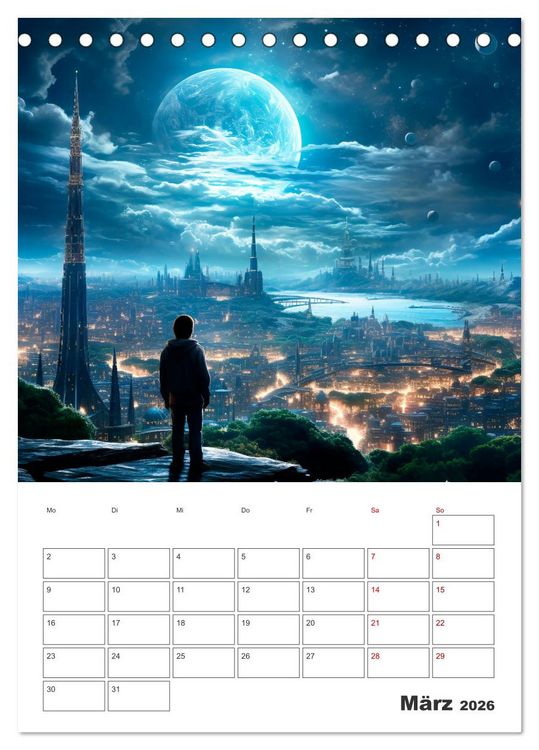 Produktbild: FERNE WELTEN Cooler Terminplaner (Tischkalender 2026 DIN A5 hoch), CALVENDO Monatskalender