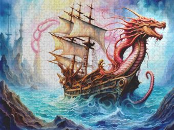 Produktbild: CALVENDO Puzzle Ein Motiv aus dem Kalender Fantasie-Drachensegelschiffe | 1000 Teile Lege-Gr&ouml;&szlig;e 64x48cm Foto-Puzzle f&uuml;r gl&uuml;ckliche Stunden