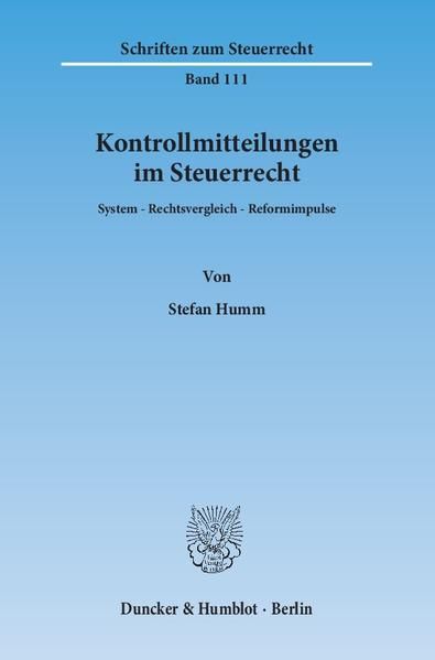 Produktbild: Kontrollmitteilungen im Steuerrecht.