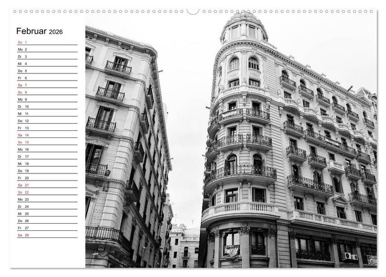 Produktbild: Barcelona Schwarz / Wei&szlig; Impressionen (hochwertiger Premium Wandkalender 2026 DIN A2 quer), Kunstdruck in Hochglanz