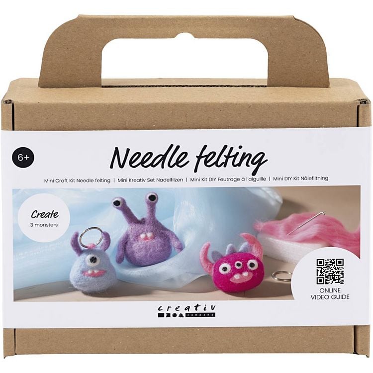 Produktbild: Creativ Company DIY Sets Filz & Fleece Mini Kreativ Set Nadelfilzen, Sortierte Farben, Monster, Kreativ Box