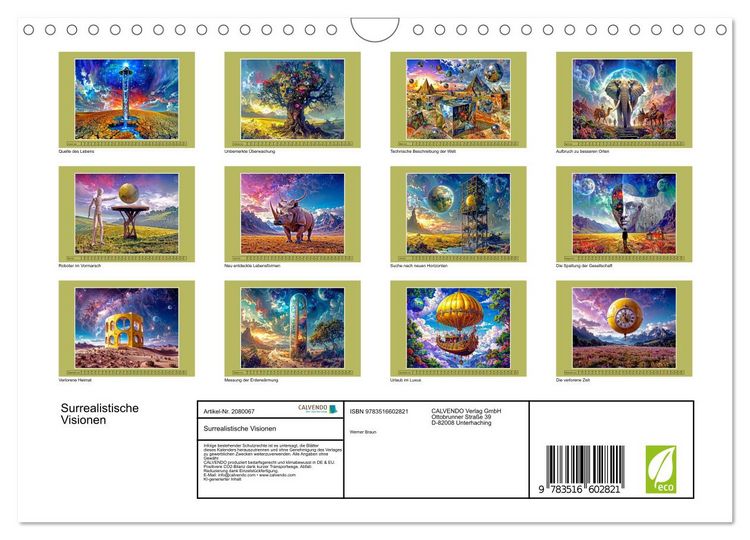 Produktbild: Surrealistische Visionen (Wandkalender 2026 DIN A4 quer), CALVENDO Monatskalender