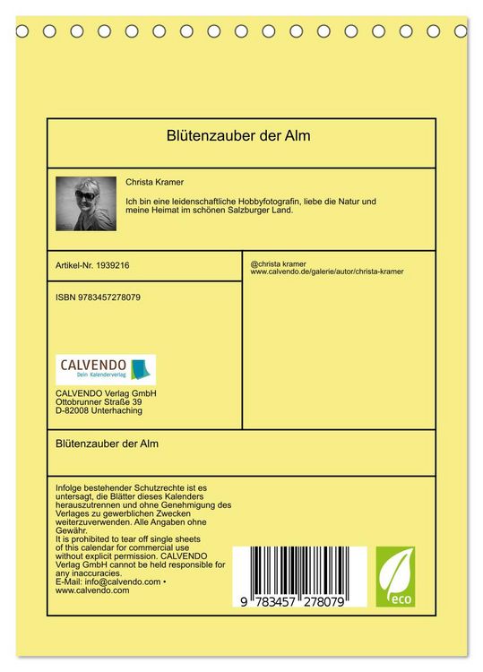 Produktbild: Bl&uuml;tenzauber der Alm (Tischkalender 2026 DIN A5 hoch), CALVENDO Monatskalender