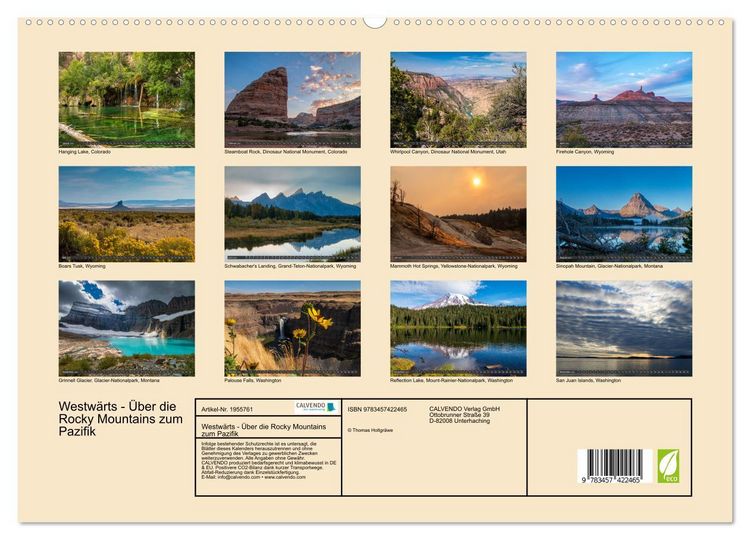 Produktbild: Westw&auml;rts - &Uuml;ber die Rocky Mountains zum Pazifik (hochwertiger Premium Wandkalender 2026 DIN A2 quer), Kunstdruck in Hochglanz