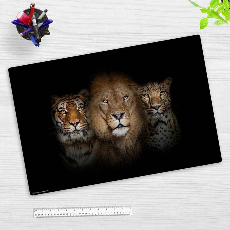 Produktbild: Cover-your-desk Schreibtischunterlage f&uuml;r Kinder Raubkatzen L&ouml;weTigerLeopard, aus hochwertigem Vinyl, 60 x 40 cm