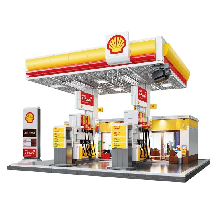 Produktbild: CaDA Shell Tankstelle mit Shop und Waschanlage Bricks