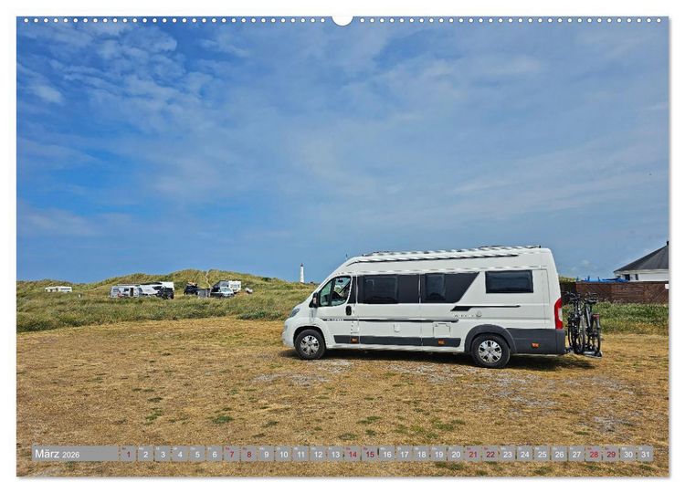 Produktbild: Mit dem Wohnmobil entlang der K&uuml;ste D&auml;nemarks (hochwertiger Premium Wandkalender 2026 DIN A2 quer), Kunstdruck in Hochglanz