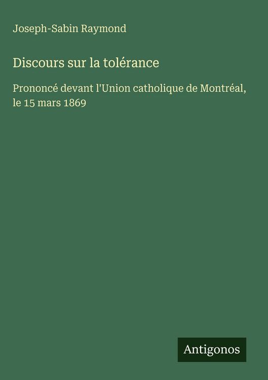 Produktbild: Discours sur la tol&eacute;rance