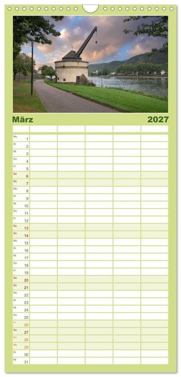 Produktbild: Familienplaner 2027 - Unterwegs - Rhein-Burgen-Weg mit 5 Spalten (Wandkalender, 21 x 45 cm) CALVENDO