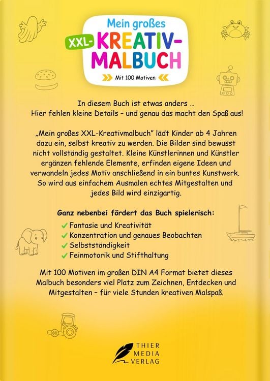 Produktbild: Mein gro&szlig;es XXL-Kreativmalbuch f&uuml;r Kinder ab 4 Jahren