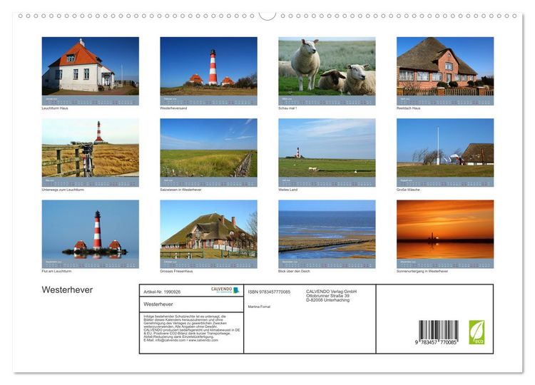 Produktbild: Westerhever (hochwertiger Premium Wandkalender 2026 DIN A2 quer), Kunstdruck in Hochglanz