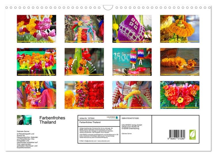 Produktbild: Farbenfrohes Thailand (Wandkalender 2026 DIN A3 quer), CALVENDO Monatskalender